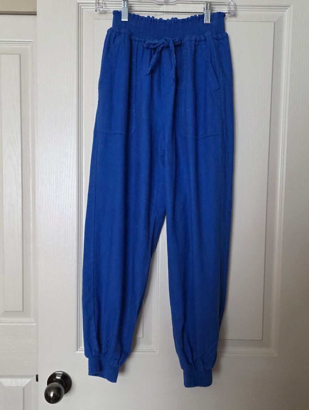 Love Tree Women's Linen Blend Blue Jogger Pants Size M